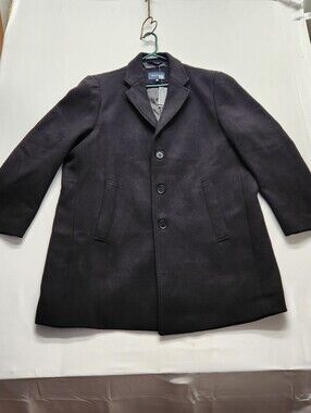 ⭐️NWT Braveman Black Wool Blend Overcoat Men 2XL Peacoat Trench Jacket Luxury